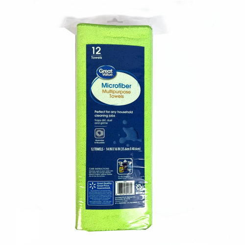 Multipurpose Microfiber Household Cleaning Cloths & Wipes, Multicolor, 12 Count