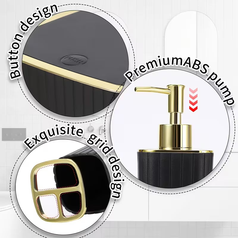 10-Piece Gold Bathroom Accessory Set – Luxury Vertical Stripe Bathroom Accessories for Home & Hotel
