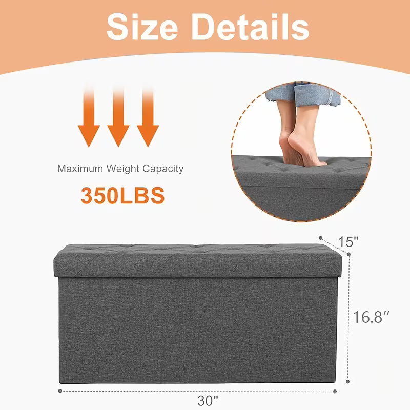 Heavy-Duty Folding Storage Bench with Shoe Cabinet & Thick Padded Seat