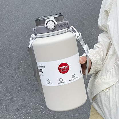 2000ml Stainless Steel Vacuum Insulated Tumbler with Handle & Straw – Large Capacity Travel Cup for Hot & Cold Drinks