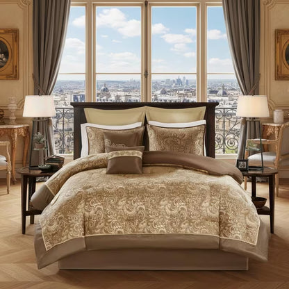 8-Piece Jacquard Paisley Comforter Bedding Set – Down Alternative Comforter Set