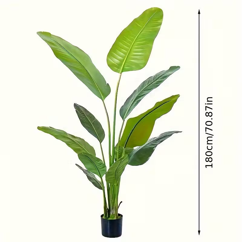 70.87-Inch Artificial Bird of Paradise Plant – Tall Realistic Tropical Tree with Black Pot