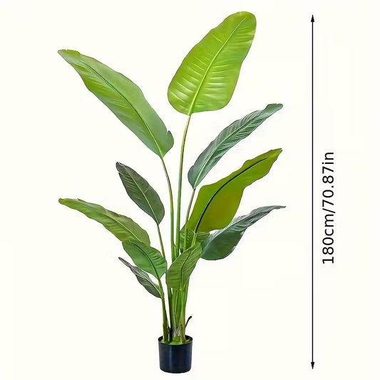 70.87-Inch Artificial Bird of Paradise Plant – Tall Realistic Tropical Tree with Black Pot