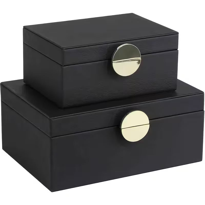Set of 2 Faux Leather Jewelry Storage Boxes