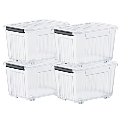4–6 Pack Stackable Storage Boxes with Lids and Wheels – Large-Capacity Household Organizers