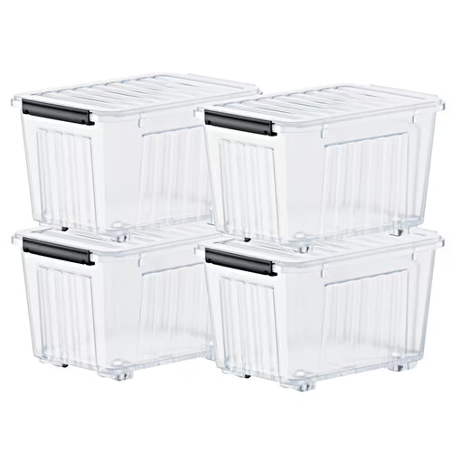 4–6 Pack Stackable Storage Boxes with Lids and Wheels – Large-Capacity Household Organizers