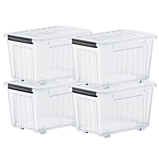 4–6 Pack Stackable Storage Boxes with Lids and Wheels – Large-Capacity Household Organizers