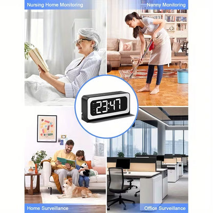 2K WiFi Digital Clock Camera, Indoor Security Camera with Motion Detection & Two-Way Talk for Baby, Pet and Home Monitoring