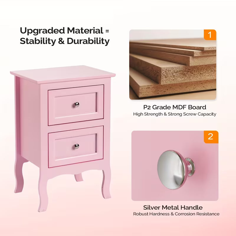 Small Bedside Nightstand with Drawers, Compact Bedside Table for Bedroom, Space-Saving Storage Cabinet for Small Spaces