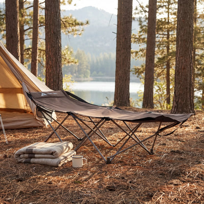 Adult Collapsible Camping Cot, Beige, 73.2 in X 23.2 In
