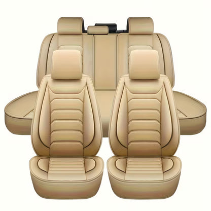 5-Seat Full Set Faux Leather Car Seat Covers, Waterproof All-Weather Seat Protectors with Soft Foam Padding for Cars, Trucks, Sedans & SUVs