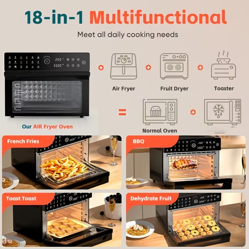32-Quart Extra-Large Air Fryer Oven – 20-in-1 Convection Toaster Oven, 1800W, Black