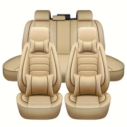 5-Seat Full Set Faux Leather Car Seat Covers, Waterproof All-Weather Seat Protectors with Soft Foam Padding for Cars, Trucks, Sedans & SUVs