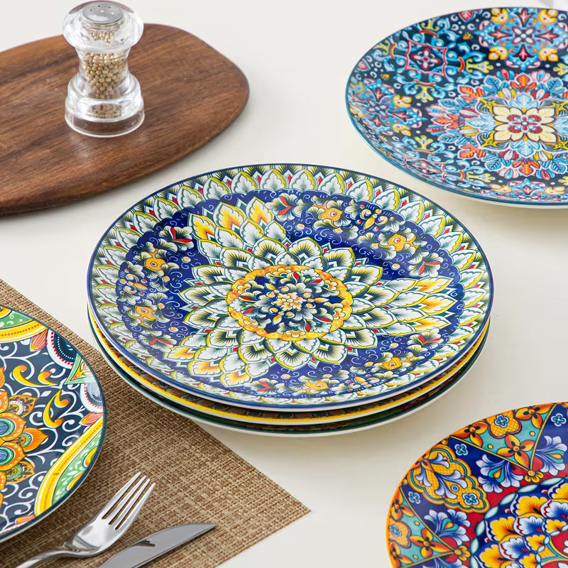 6-Piece Bohemian Porcelain Dinner Plate Set