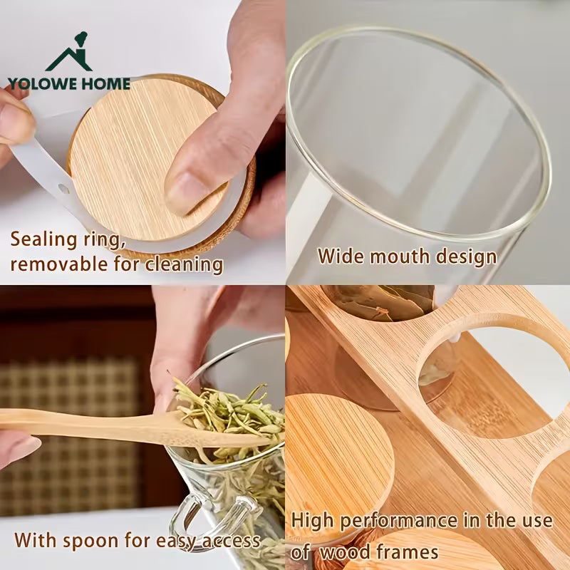 9-Piece Glass Food Storage Container Set with Lids & Rack