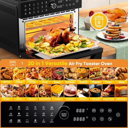 32-Quart Extra-Large Air Fryer Oven – 20-in-1 Convection Toaster Oven, 1800W, Black