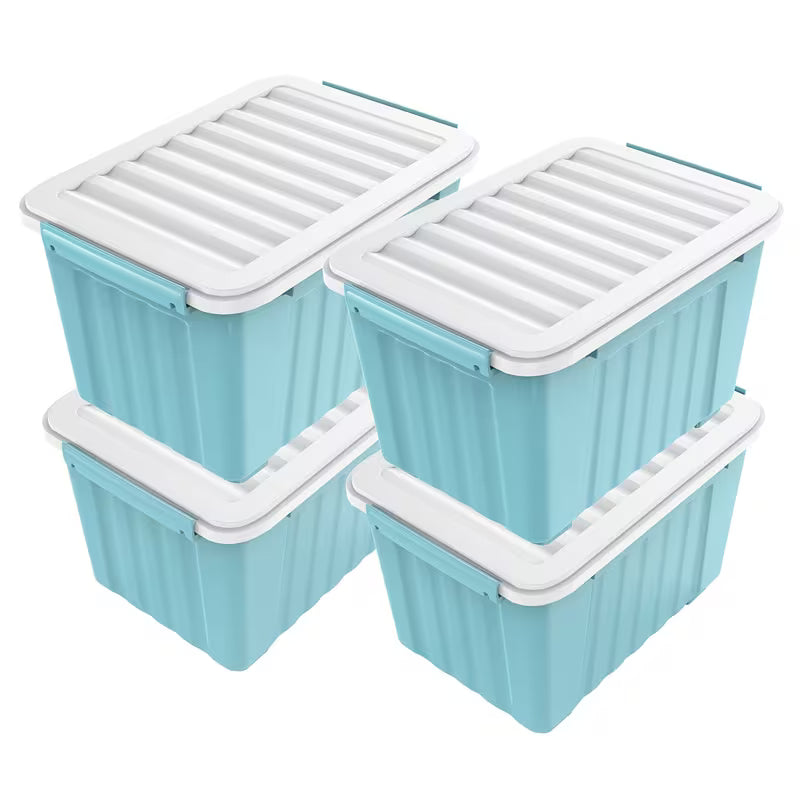 4–6 Pack Stackable Storage Boxes with Lids and Wheels – Large-Capacity Household Organizers