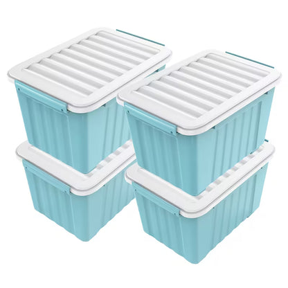 4–6 Pack Stackable Storage Boxes with Lids and Wheels – Large-Capacity Household Organizers