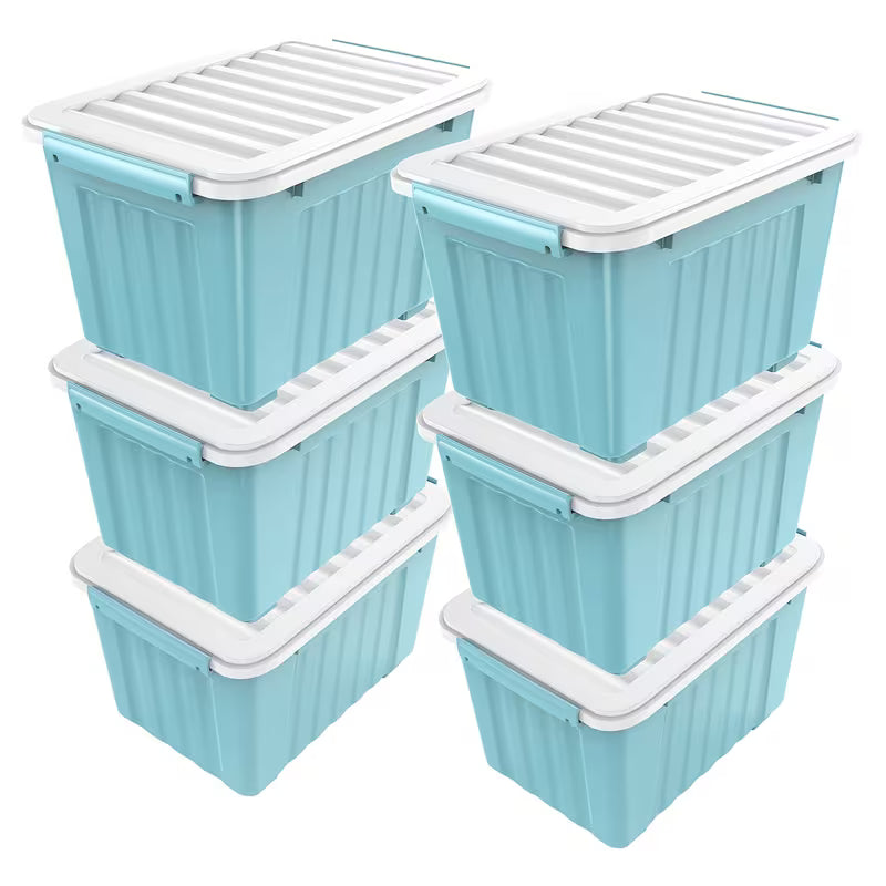4–6 Pack Stackable Storage Boxes with Lids and Wheels – Large-Capacity Household Organizers