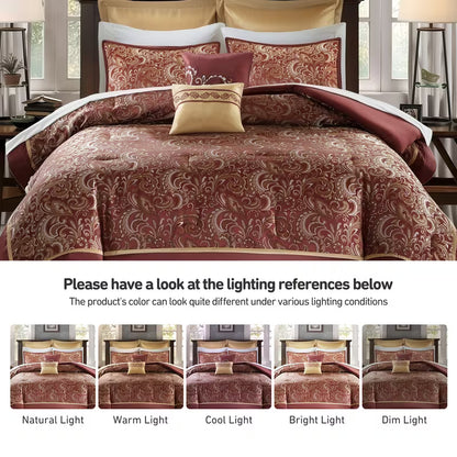 8-Piece Jacquard Paisley Comforter Bedding Set – Down Alternative Comforter Set