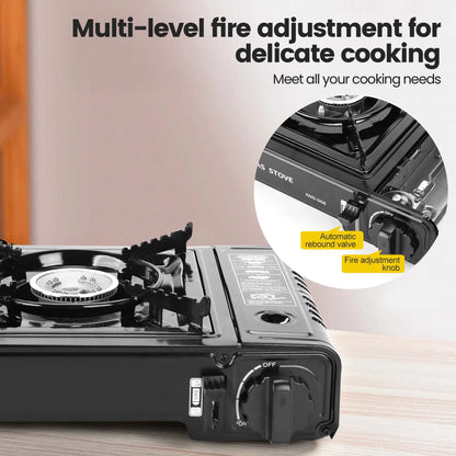 Portable Camping Stove, 1 Burner Butane Gas Stove with Updated Carrying Case
