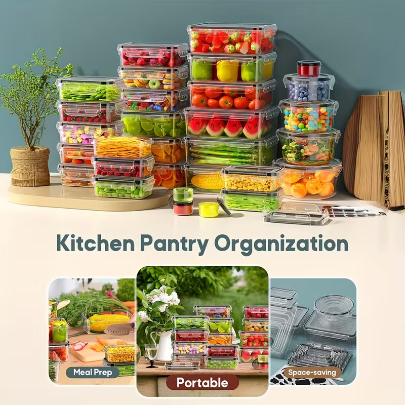 60-Piece Food Storage Container Set with Lids – BPA-Free Reusable Kitchen & Pantry Organization Containers with Labels & Marker