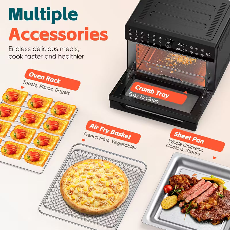 32-Quart Extra-Large Air Fryer Oven – 20-in-1 Convection Toaster Oven, 1800W, Black