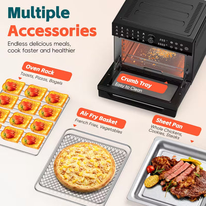 32-Quart Extra-Large Air Fryer Oven – 20-in-1 Convection Toaster Oven, 1800W, Black