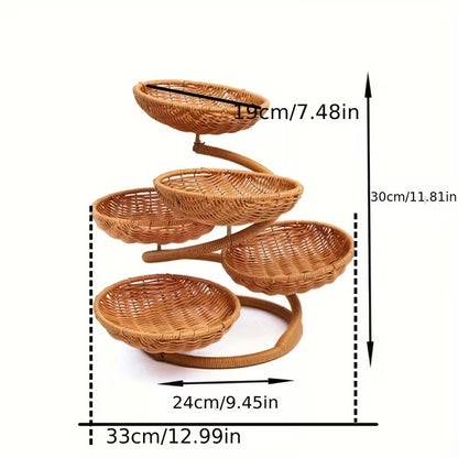Multi-Layer Woven Fruit & Snack Storage Basket