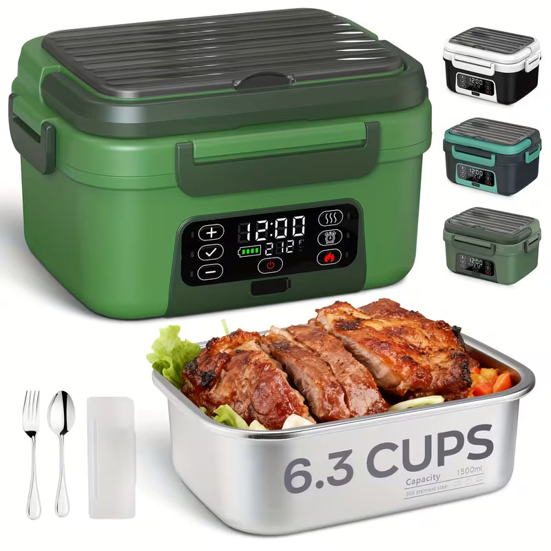 Smart Self-Heating Electric Lunch Box – 1.5L Portable Food Warmer