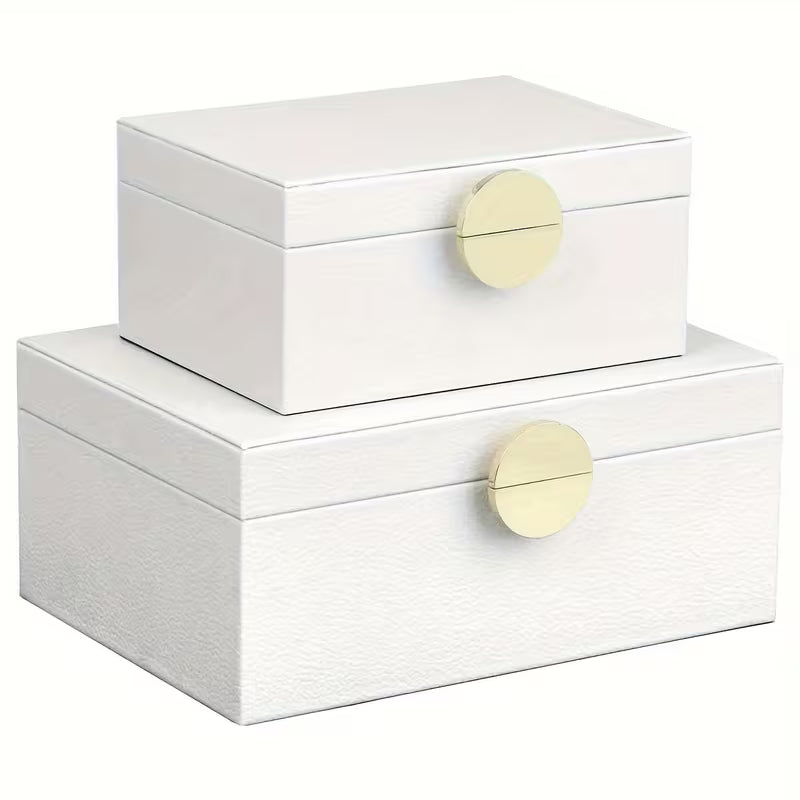 Set of 2 Faux Leather Jewelry Storage Boxes