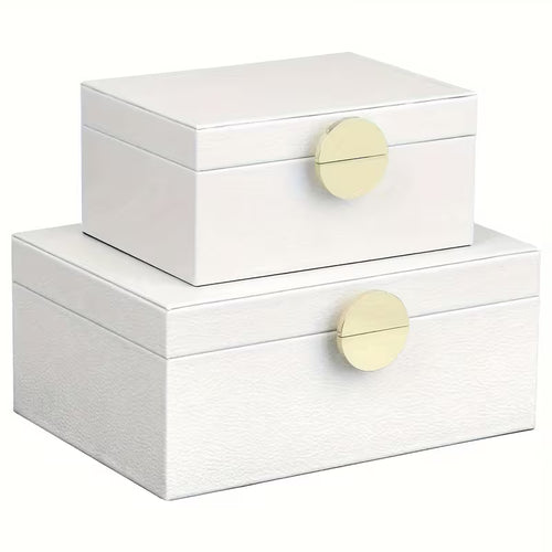 Set of 2 Faux Leather Jewelry Storage Boxes