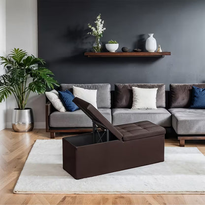 43-Inch Storage Ottoman Bench with Flip-Top Lid