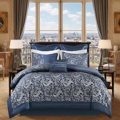 8-Piece Jacquard Paisley Comforter Bedding Set – Down Alternative Comforter Set