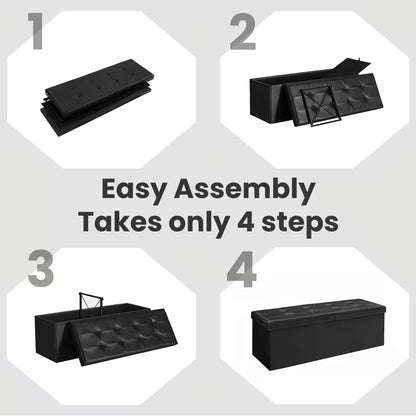43-Inch Storage Ottoman Bench with Flip-Top Lid