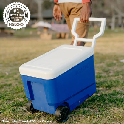 Wheelie Cool 38 QT Hard Sided Cooler with Wheels, Blue