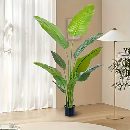 70.87-Inch Artificial Bird of Paradise Plant – Tall Realistic Tropical Tree with Black Pot