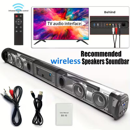 Wireless TV Soundbar with Surround Sound System, Remote Control, Four Subwoofers & Dual Air Ducts for Home Theater