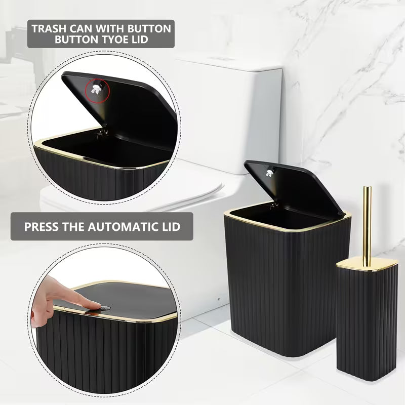 10-Piece Gold Bathroom Accessory Set – Luxury Vertical Stripe Bathroom Accessories for Home & Hotel