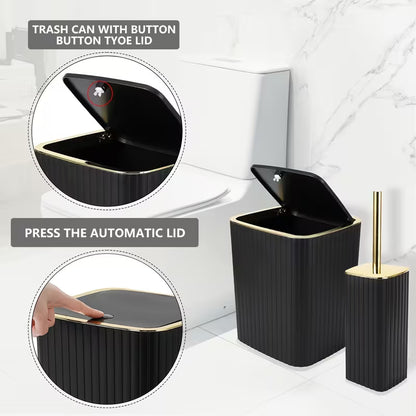 10-Piece Gold Bathroom Accessory Set – Luxury Vertical Stripe Bathroom Accessories for Home & Hotel