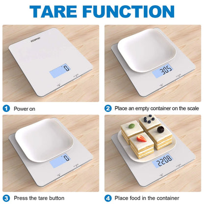 Bluetooth Food Scale with App, Digital Smart Kitchen Scale, Glass, White