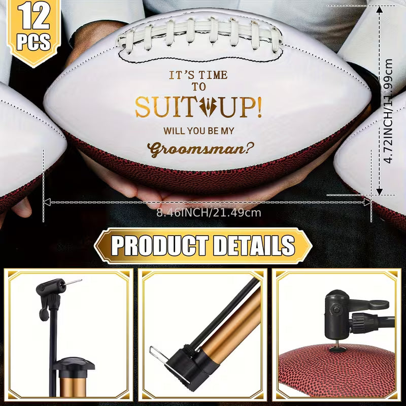 10-Piece Groomsmen Proposal Football Gift Set, “Will You Be My Groomsman?” Football Keepsakes, Wedding Party Gifts for Best Man and Groomsmen, Sports-Themed Proposal Favors for Wedding Celebrations