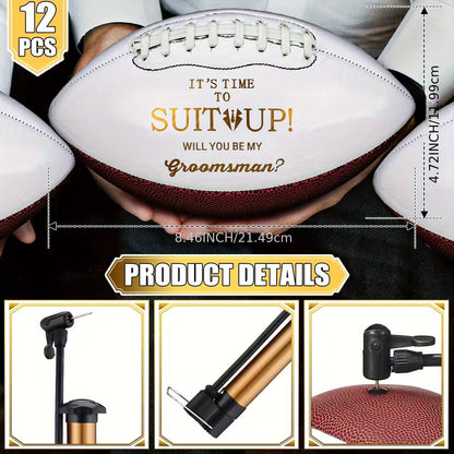 10-Piece Groomsmen Proposal Football Gift Set, “Will You Be My Groomsman?” Football Keepsakes, Wedding Party Gifts for Best Man and Groomsmen, Sports-Themed Proposal Favors for Wedding Celebrations