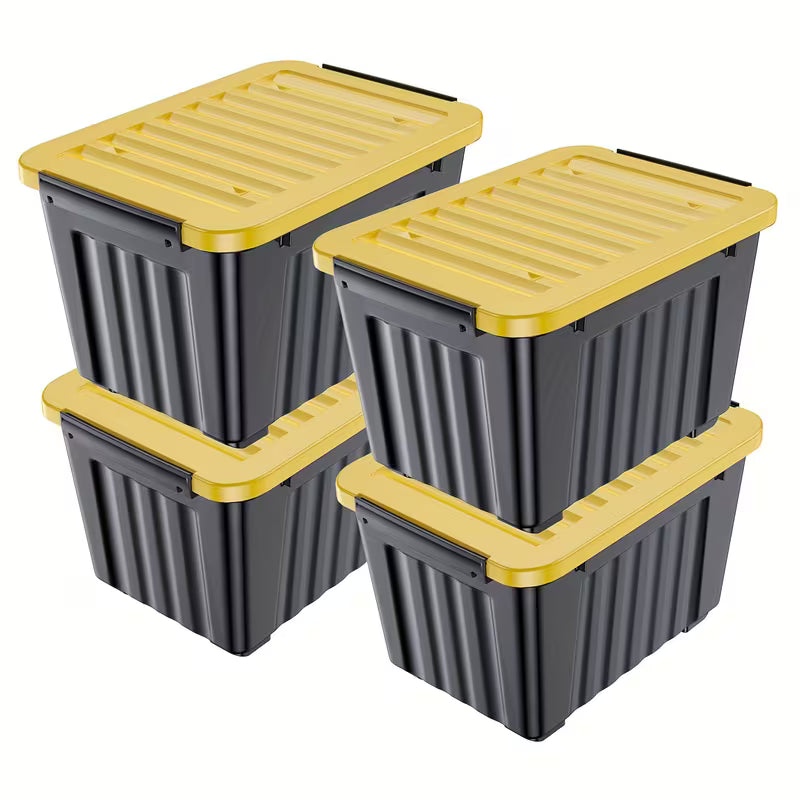 4–6 Pack Stackable Storage Boxes with Lids and Wheels – Large-Capacity Household Organizers