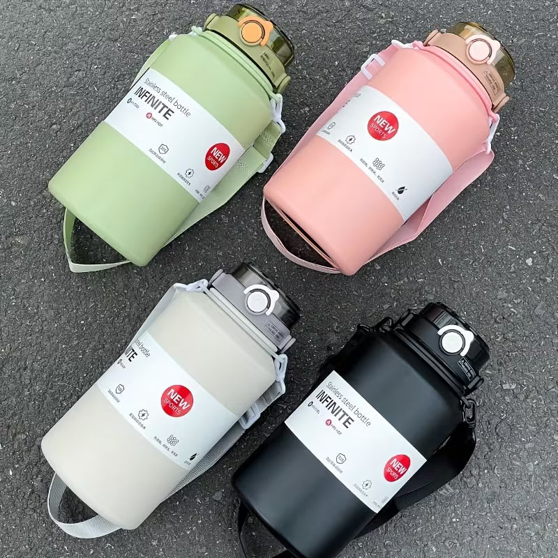 2000ml Stainless Steel Vacuum Insulated Tumbler with Handle & Straw – Large Capacity Travel Cup for Hot & Cold Drinks