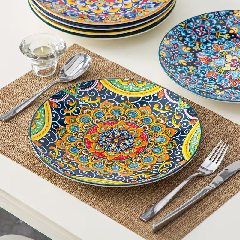 6-Piece Bohemian Porcelain Dinner Plate Set