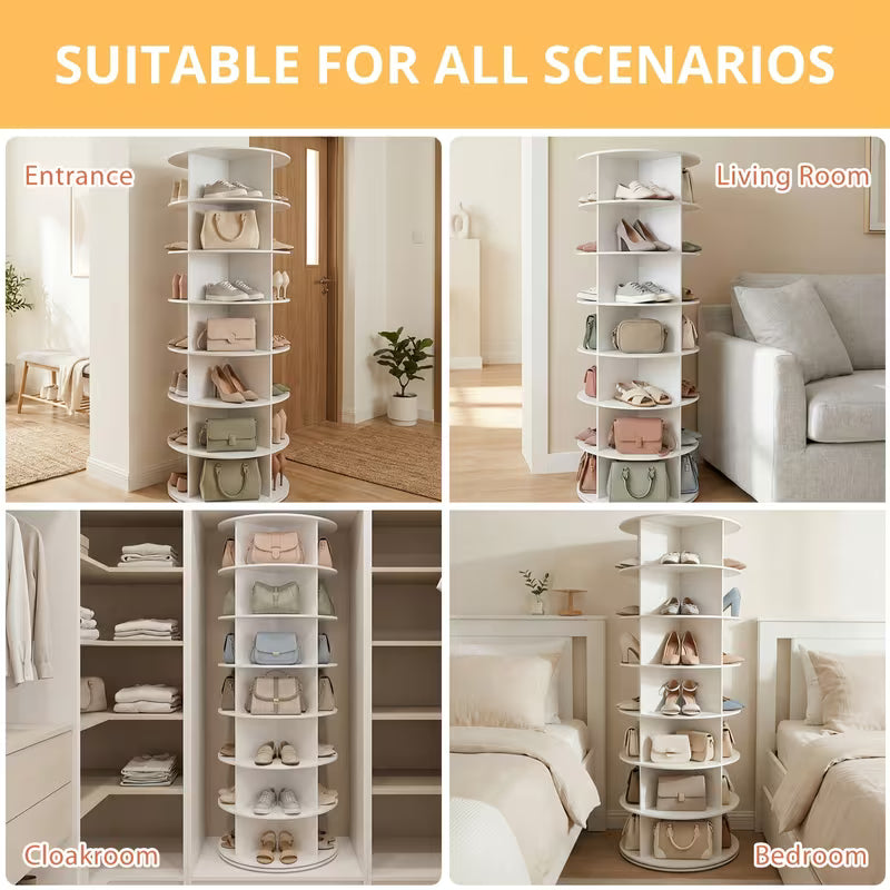 7-Tier 360° Rotating Shoe Rack – Spinning Shoe Organizer & Vertical Storage Tower