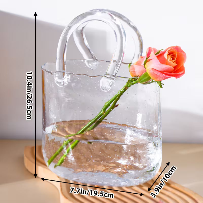 Glass Purse Vase with Handle