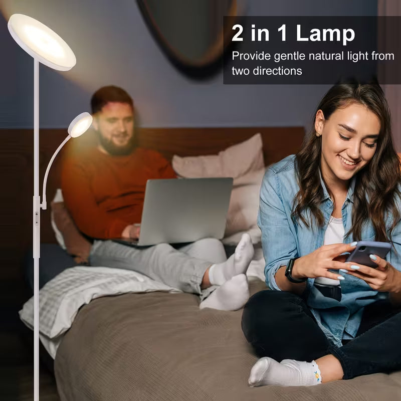 LED Floor Lamp with Reading Light – 27W 2300LM + 7W 350LM, Dimmable Standing Lamp with Remote & Touch Control