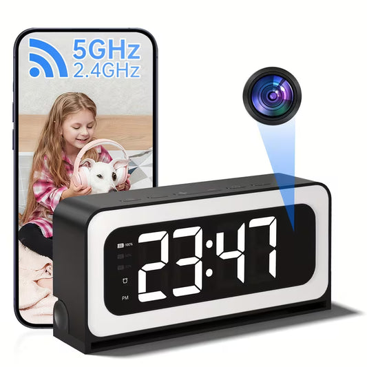 2K WiFi Digital Clock Camera, Indoor Security Camera with Motion Detection & Two-Way Talk for Baby, Pet and Home Monitoring